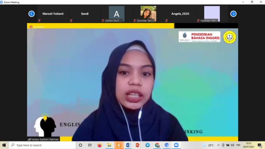 “Boosting up your critical thinking”  Webinar Himpunan Mahasiswa Program Studi Pendidikan Bahasa Inggris